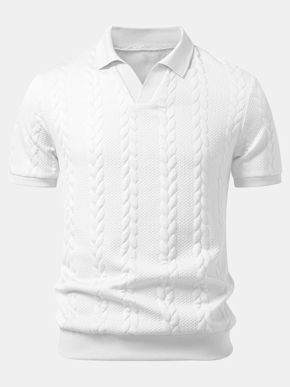 Polo de cuello en V de jacquard retorcido