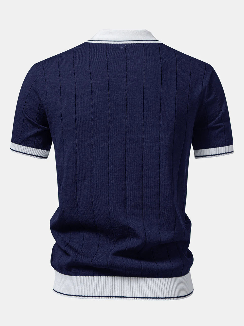 Polo de punto con cuello Johnny acanalado y ribete en contraste & pantalones ajustados de pierna cónica