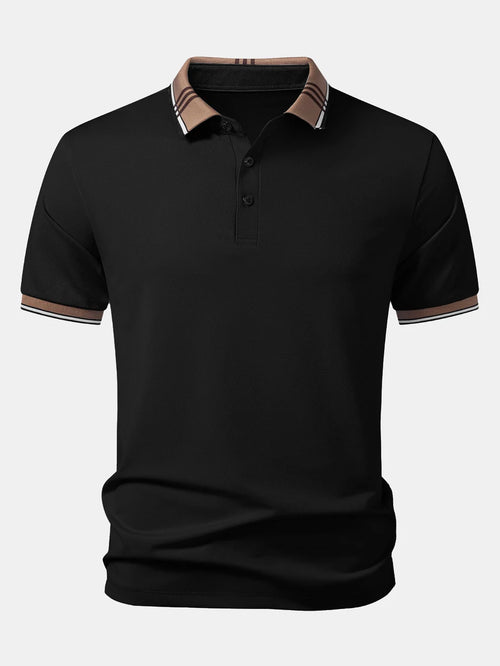Polo con cuello a rayas en contraste