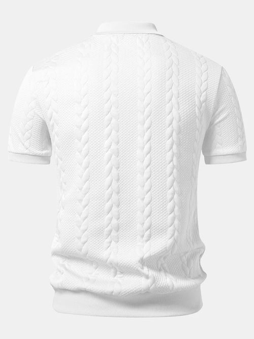 Polo de cuello en V de jacquard retorcido