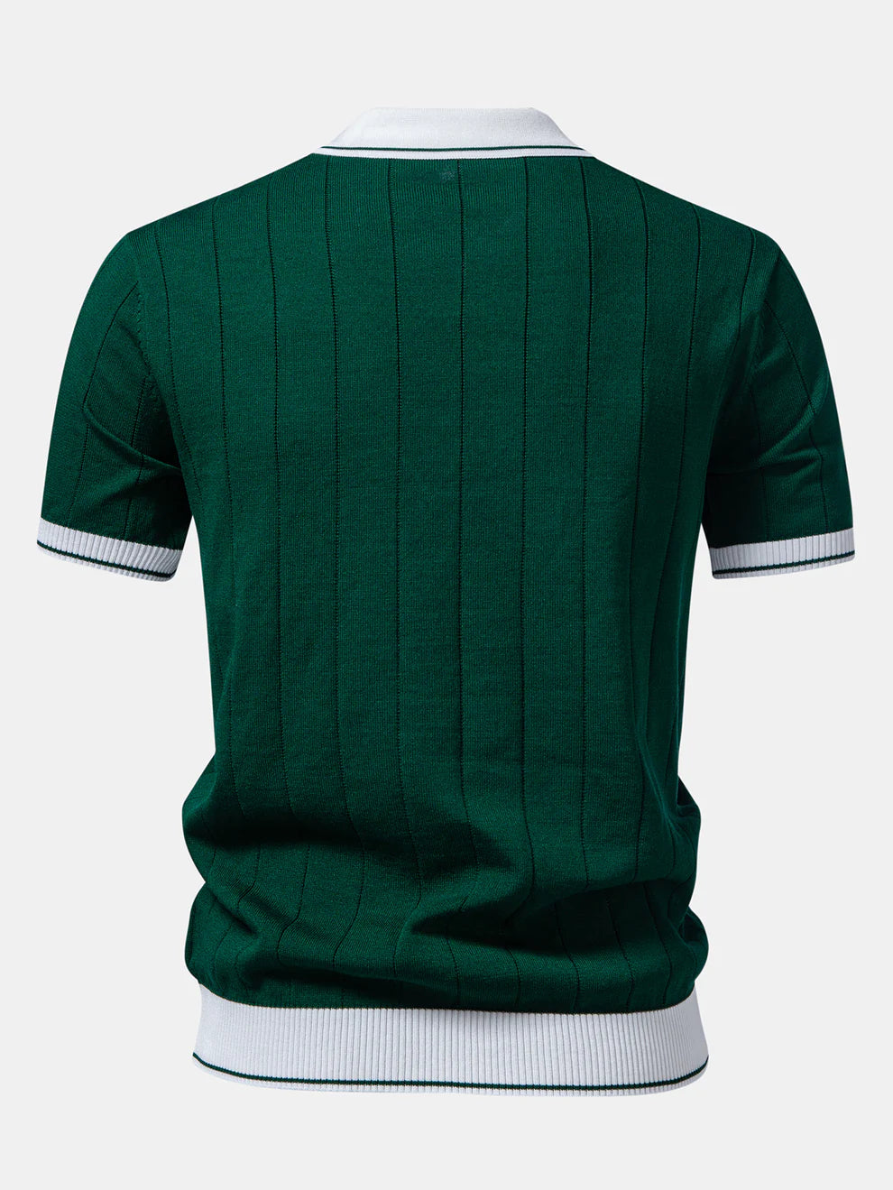 Polo de punto con cuello Johnny acanalado y ribete en contraste & pantalones ajustados de pierna cónica