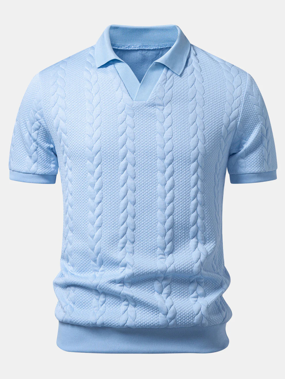 Polo de cuello en V de jacquard retorcido