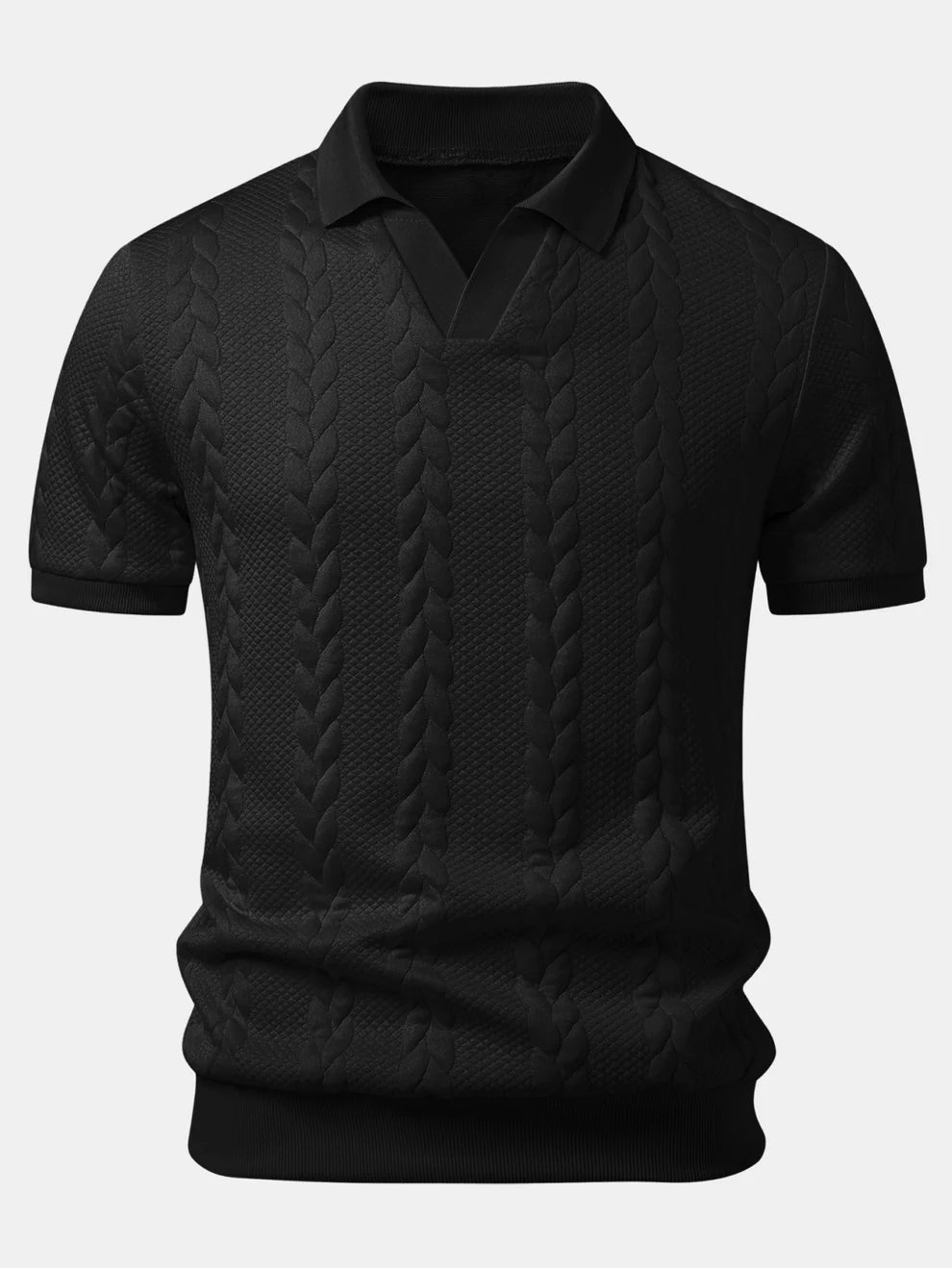Polo de cuello en V de jacquard retorcido