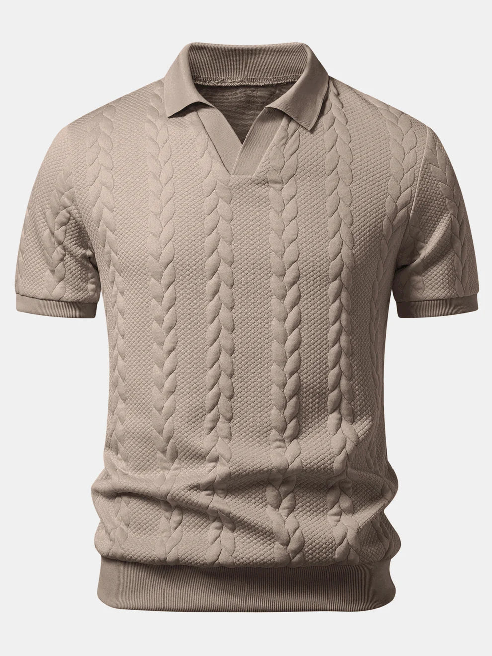 Polo de cuello en V de jacquard retorcido