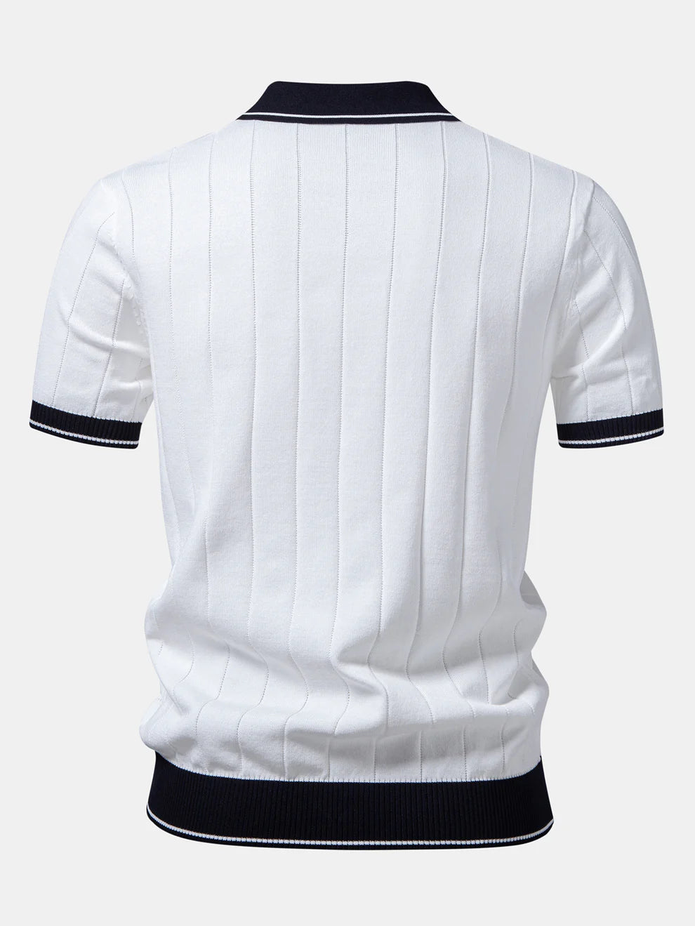 Polo de punto con cuello Johnny acanalado y ribete en contraste & pantalones ajustados de pierna cónica