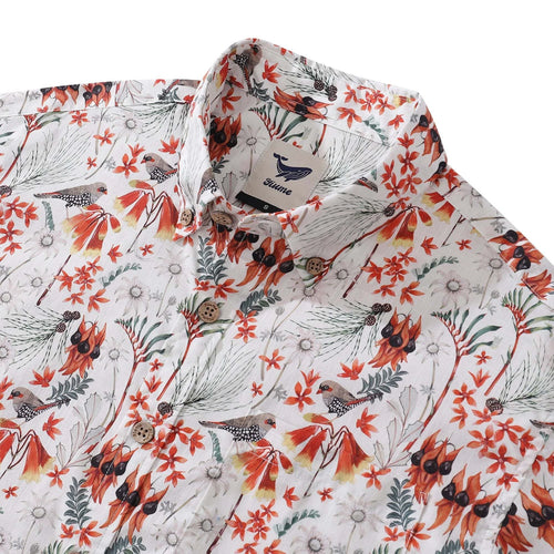 Camisa Hawaiana para Hombre Firetail Finches por Eloise - Camisa de Manga Corta 100% Algodón