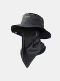 Sombrero de sol de ala ancha para exteriores con ala plegable y mascarilla facial de malla transpirable elástica