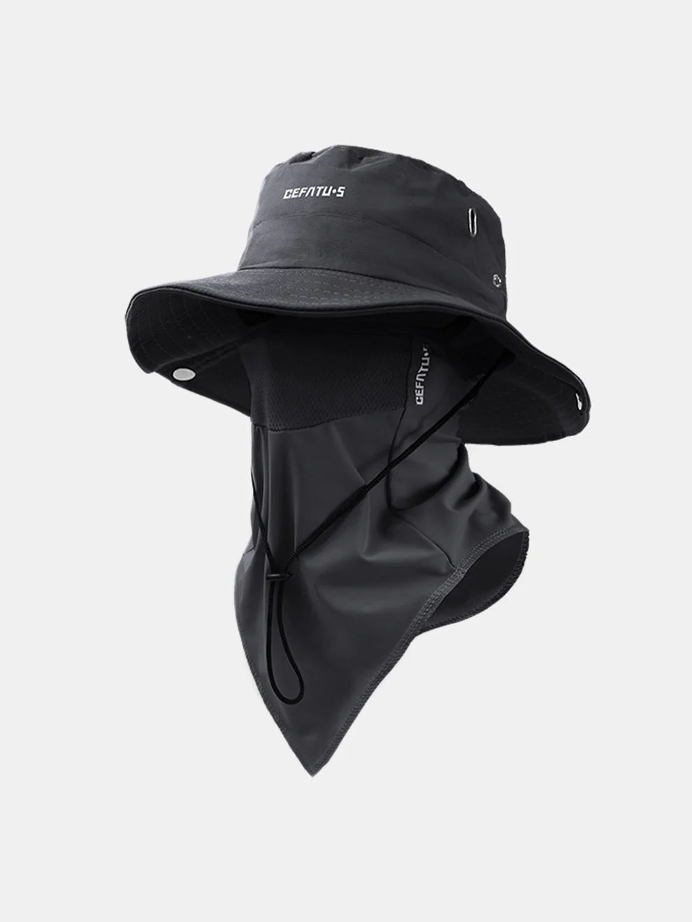 Sombrero de sol de ala ancha para exteriores con ala plegable y mascarilla facial de malla transpirable elástica